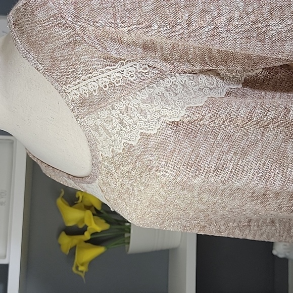 Beige Xhilaration Long Sleeve Top Lace Detail - Picture 4 of 7